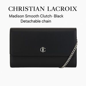 Christian Lacroix Madison Smooth Clutch Black Detachable Chain